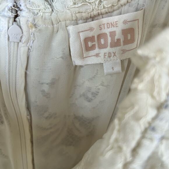 Stone Cold Fox plumeria off the shoulder white lace jumpsuit Size 1 - Picture 7 of 8